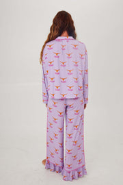 Texas Longhorn Lounger Game day Pajamas with colorful Texas print, perfect for game day lounging.