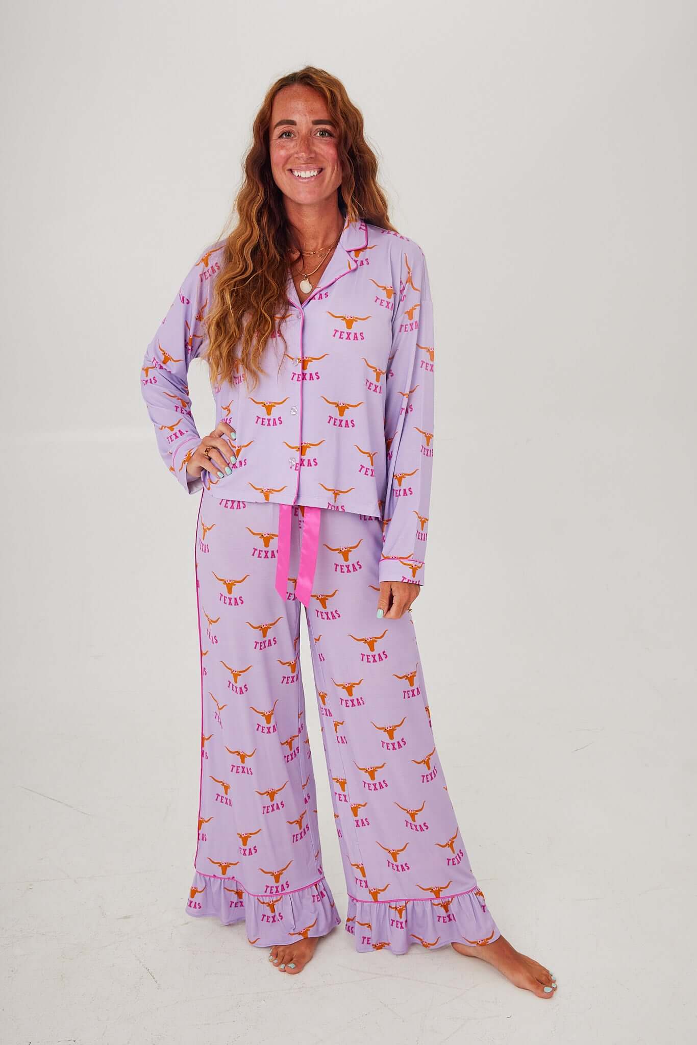 Texas Longhorn Lounger Game day Pajamas for ultimate comfort and style, featuring a fun Texas design and relaxed fit.