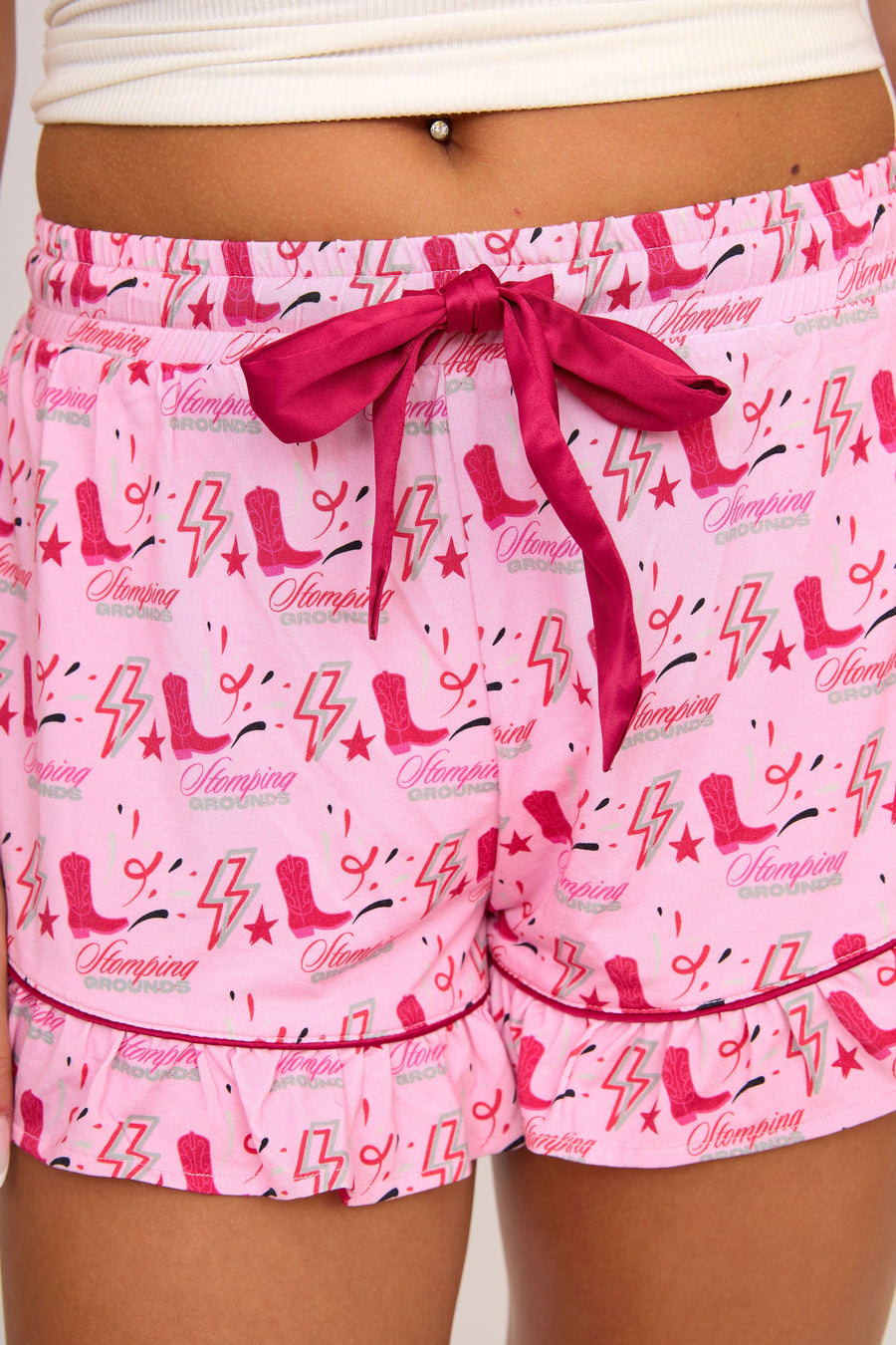 Stomping Ground Pajama Shorts - Crimson and Grey SidelineLUX
