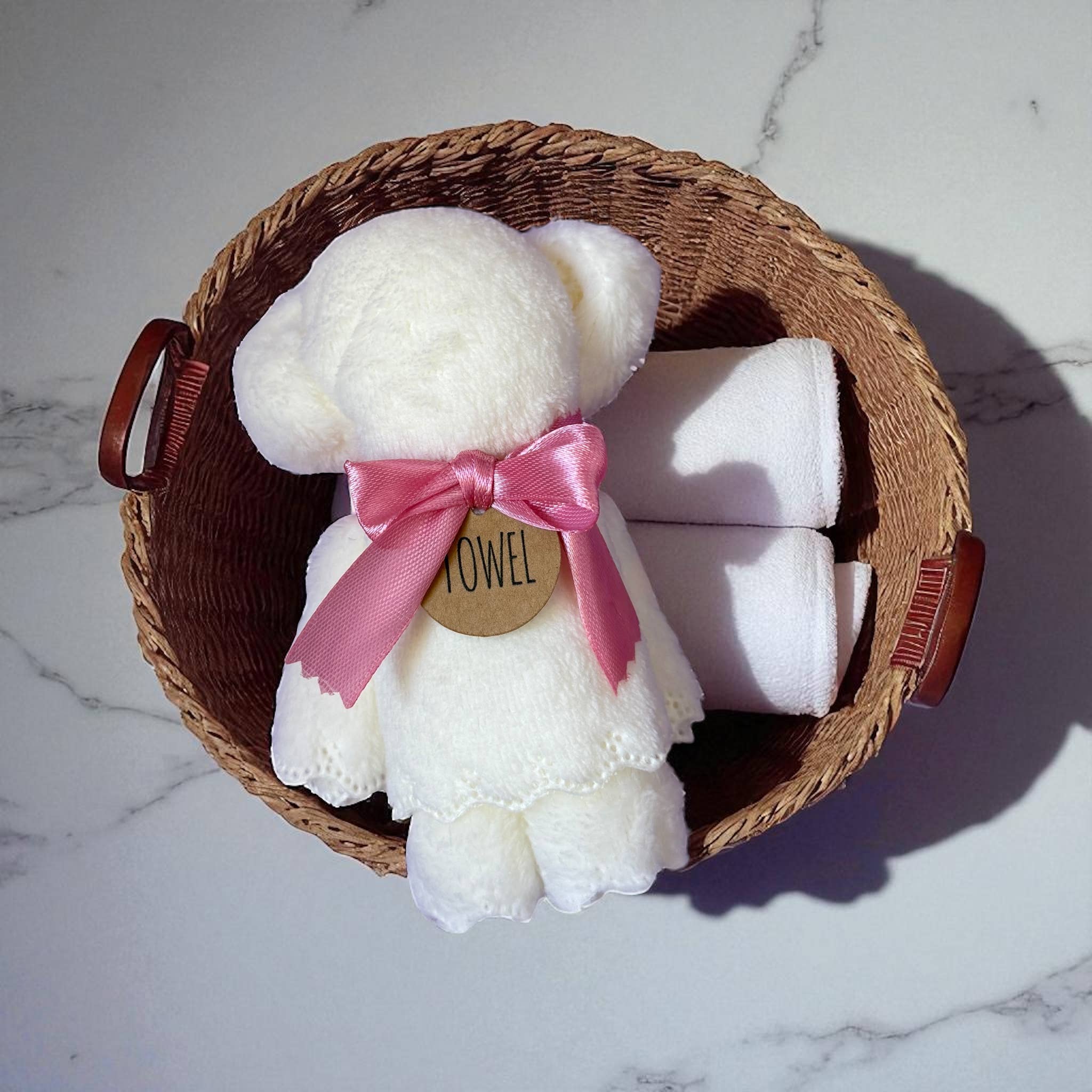 Bear Bath Towel in White Dabble Doll