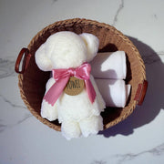 Bear Bath Towel in White Dabble Doll