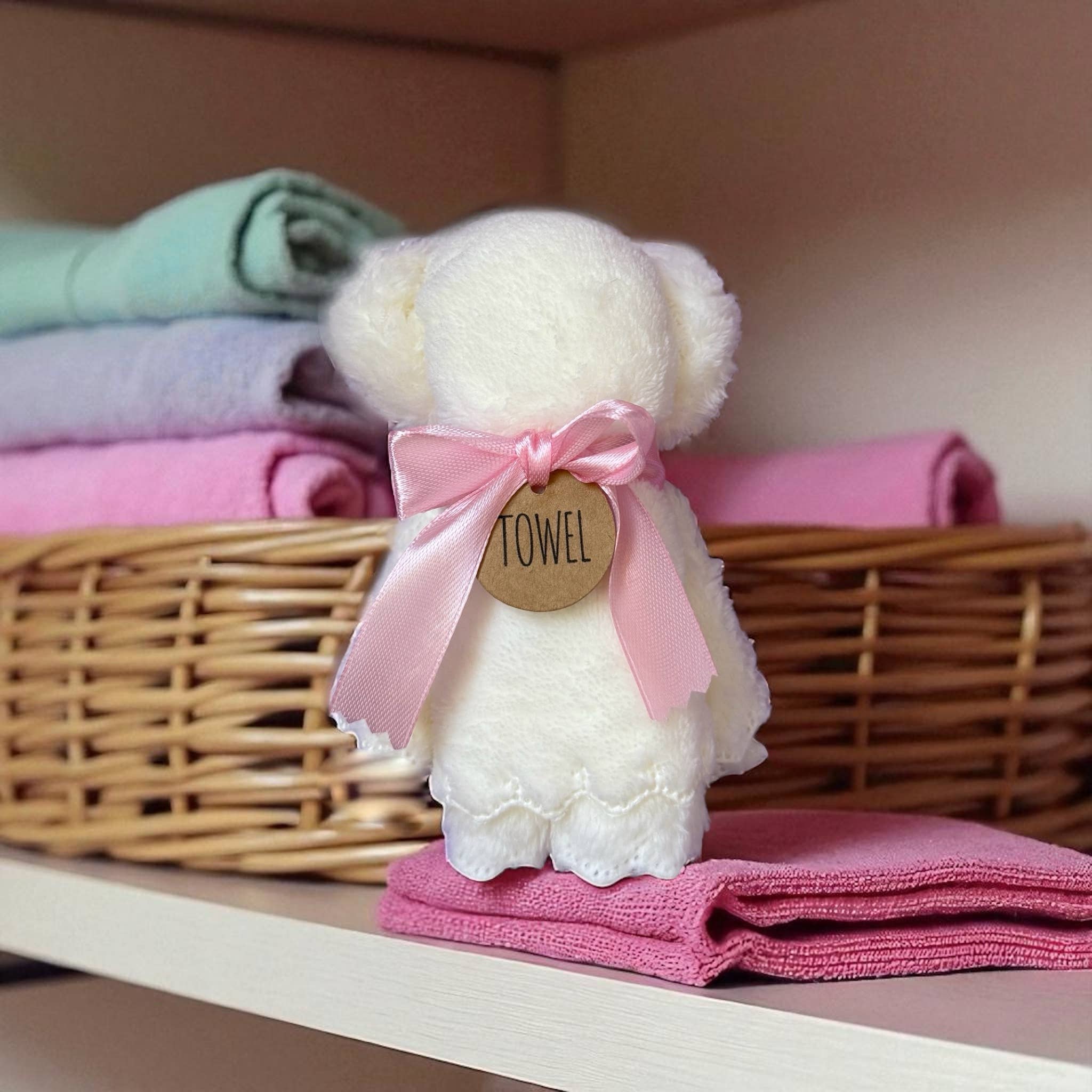 Bear Bath Towel in White Dabble Doll