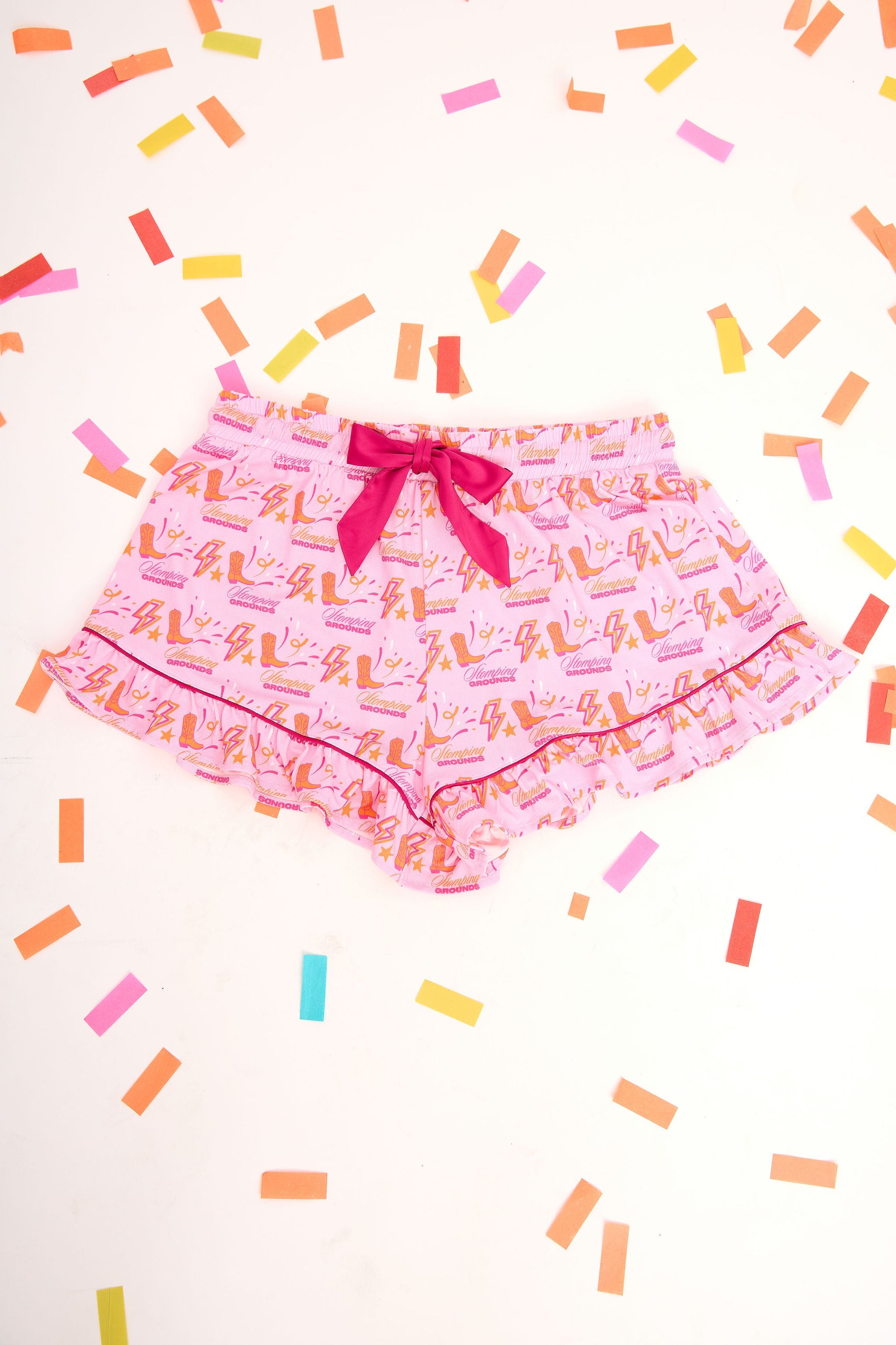 Stomping Ground Pajama Shorts - Orange and White SidelineLUX