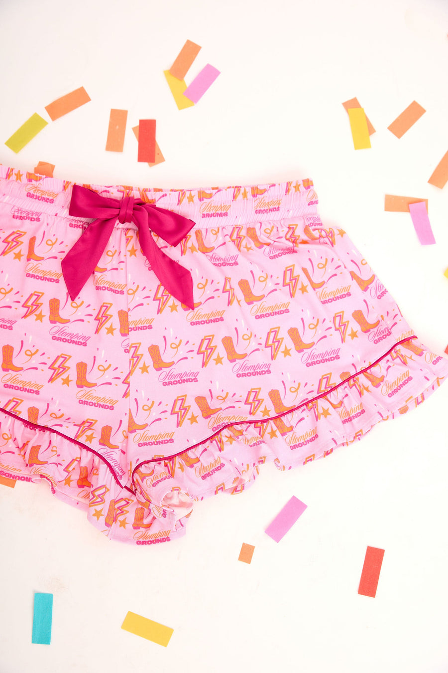 Stomping Ground Pajama Shorts - Orange and White SidelineLUX