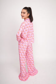 Stomping Ground Pajama Orange and White SidelineLUX