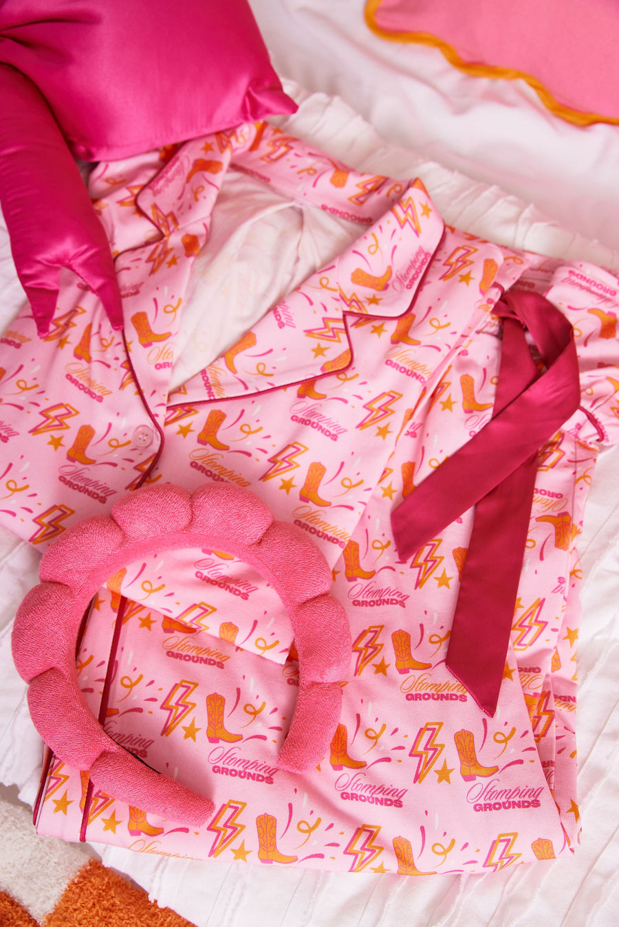 Stomping Ground Pajama Orange and White SidelineLUX