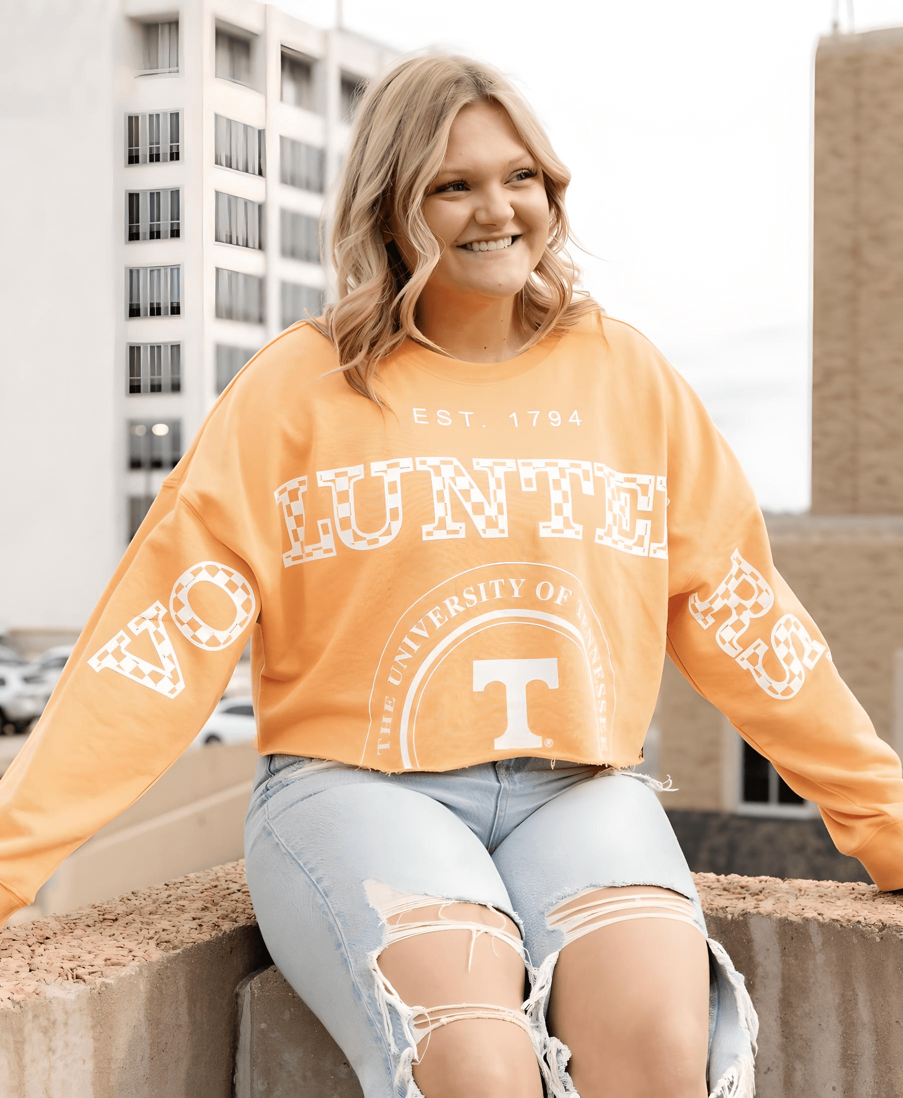 Tennessee Phipps Split Sleeve Cropped Sweatshirt