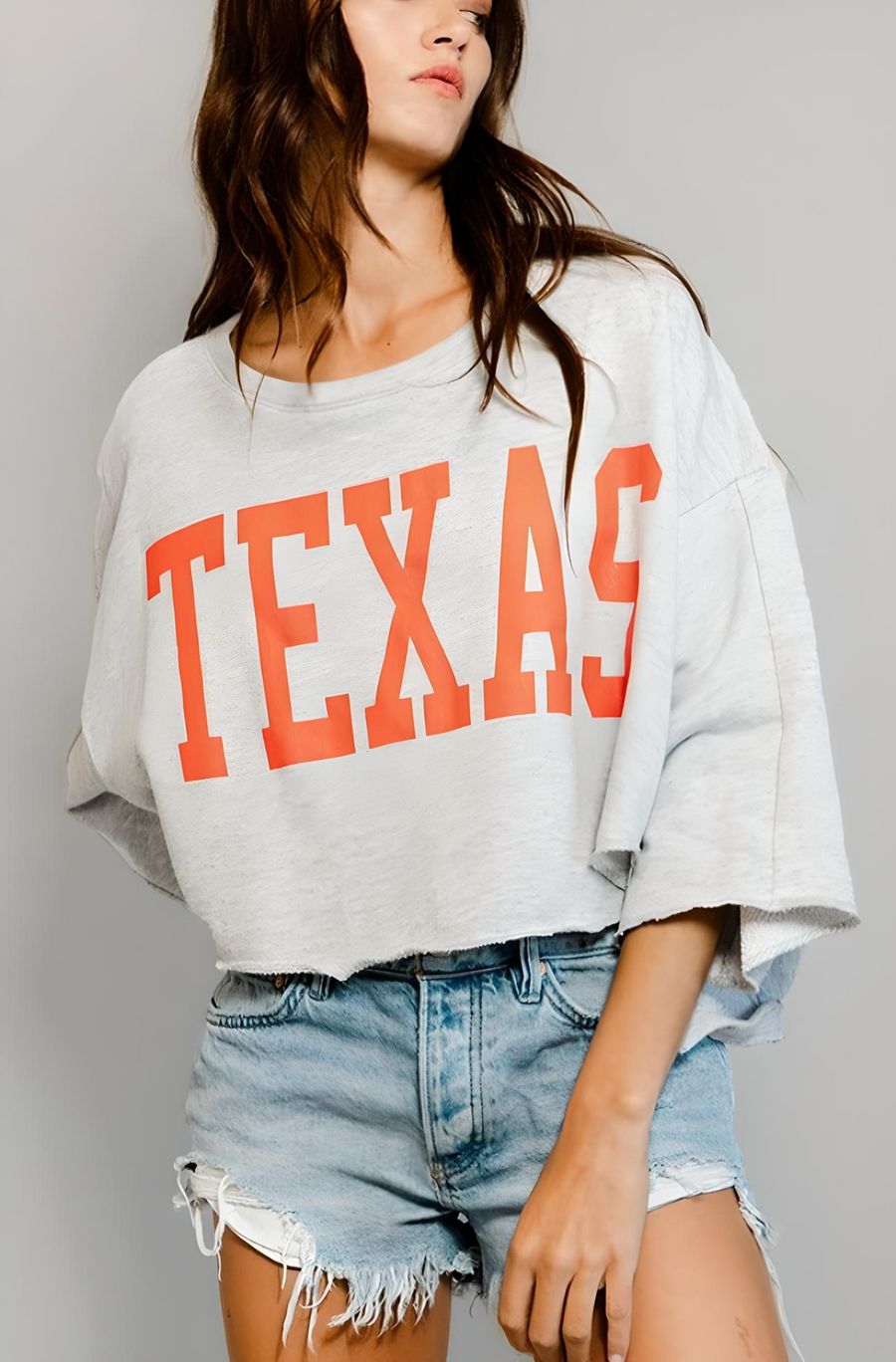 Texas Graphic Oversized Cropped Sweatshirt