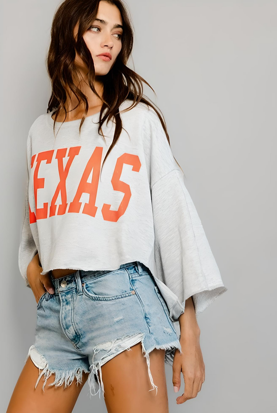 Texas Graphic Oversized Cropped Sweatshirt